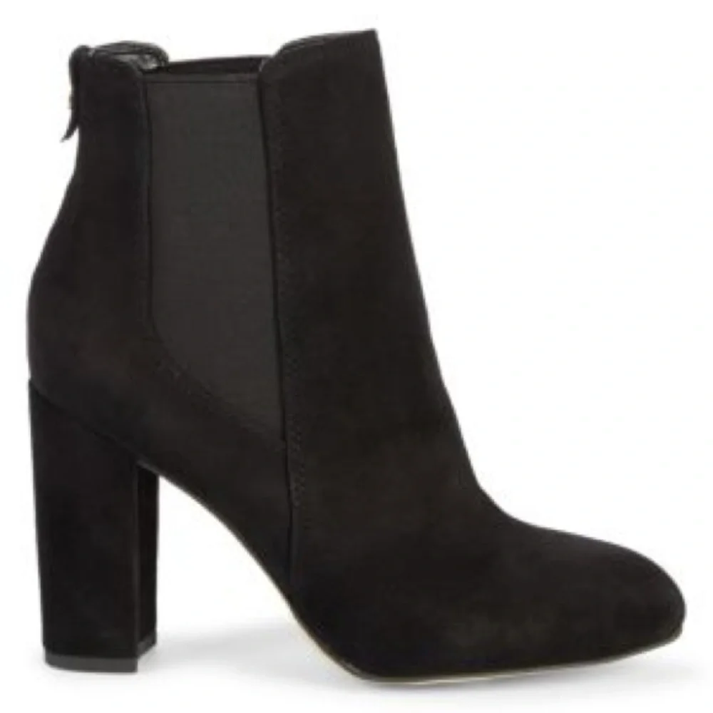 Sam Edelman Case Suede Block Heel Booties Short Ankle Boot Black Women’s 6.5